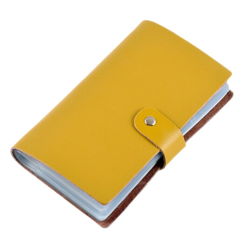 boshiho Leather Credit Card Holder Business Card Case Book Style 90 Count Name ID Card Holder Book (Yellow) - Image 1